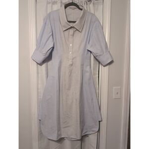 Stella McCartney Cotton Poplin Midi Shirt Dress Light Blue White Pinstripe Sz 4